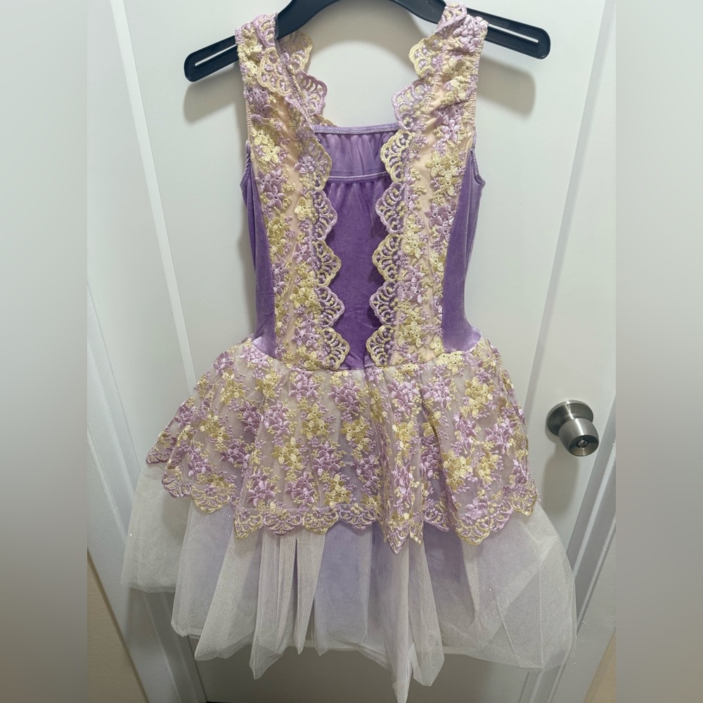 Elegant Purple and Cream Ballet Dance Costume